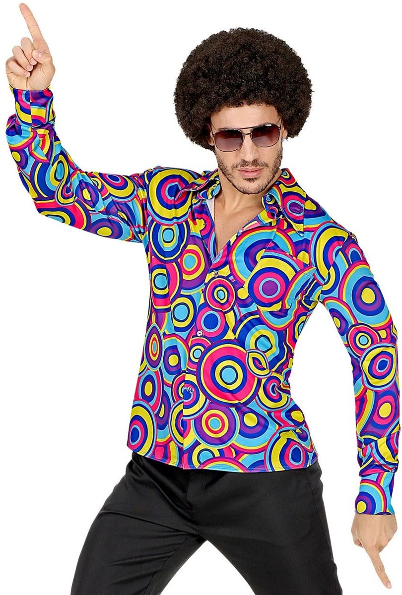 Hippie Kostuum | Jaren 70 Prins Van De Dansvloer Shirt Man | Small / Medium | Carnaval kostuum | Verkleedkleding